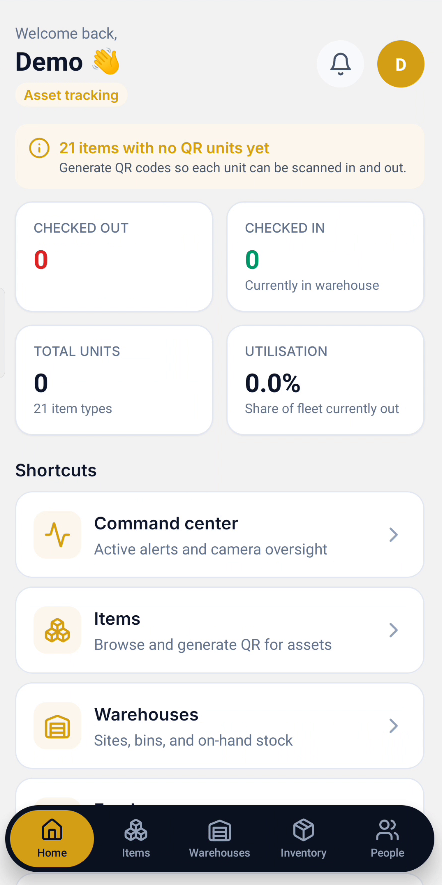 KuwaLog mobile home screen
